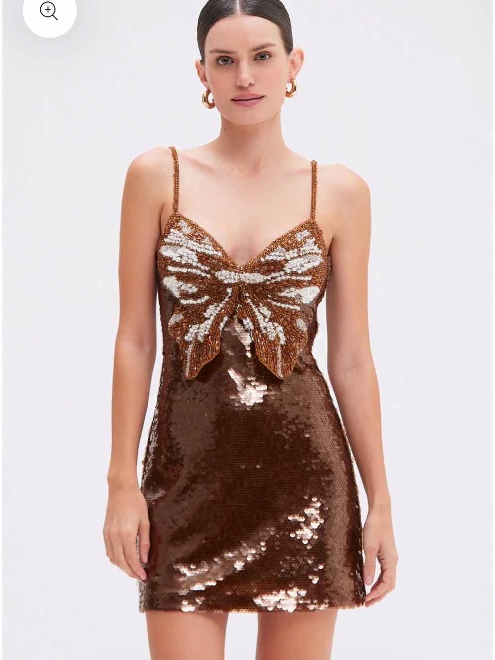 PatBO Copper Sequin Butterfly-Front Mini Dress